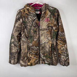 Realtree Womens Camo Coat Size Small Pink Hood Warm Full Zip Hunting Fall